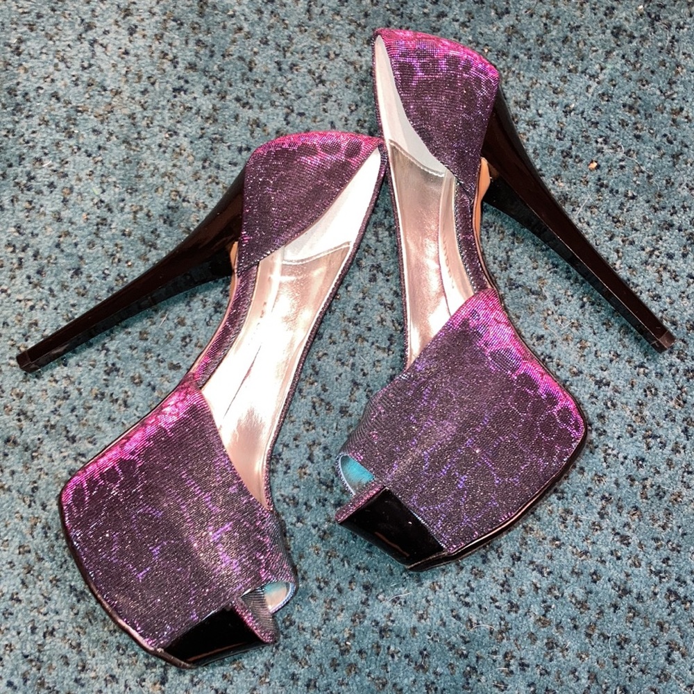 Chinese Laundry Sparkle Animal Print PeepToe Pumps